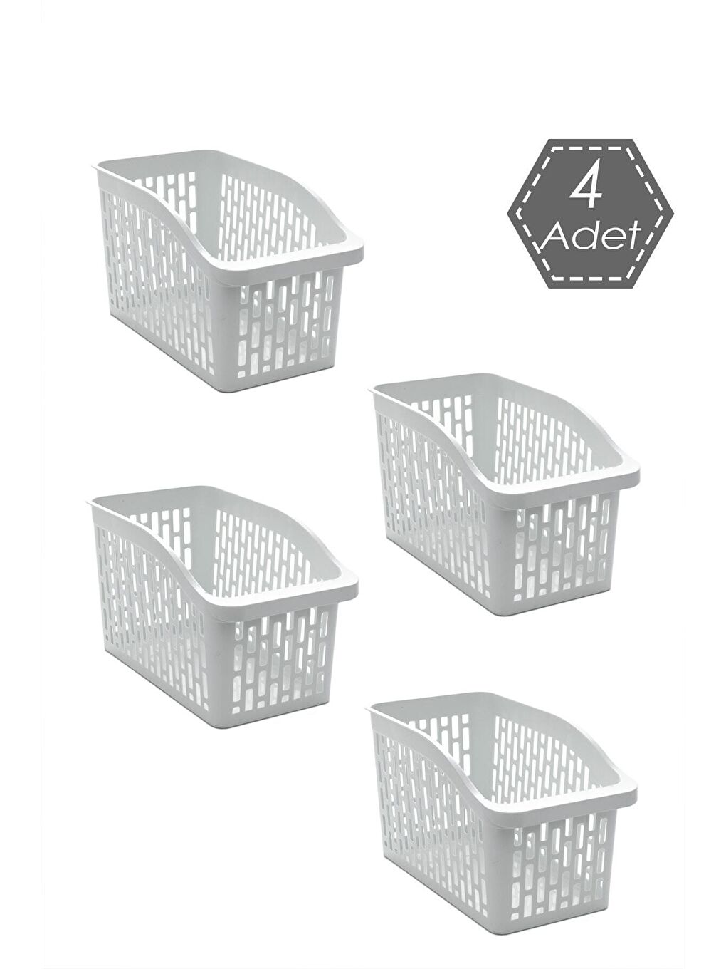 Beyaz 8108 4lü Çok Amaçlı Plastik Dolap Içi Düzenleyici Saklama Kutusu Organizer Sepet-2