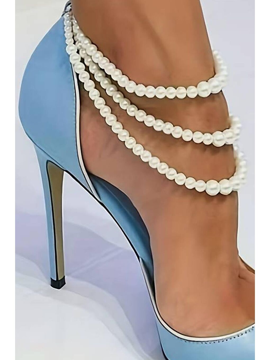 Beyaz 3 Sıra İncili Abiye Fantezi Ayak Aksesuarı Halhal