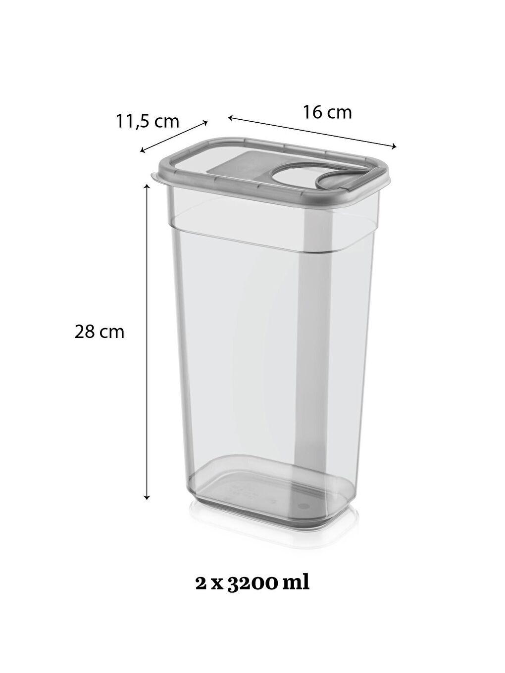 Antrasit 2'li Sürgülü Kapaklı Tablet Deterjan Saklama Kutusu - Etiketli Dikdörtgen Saklama Kabı 2x3,2 Lt-2