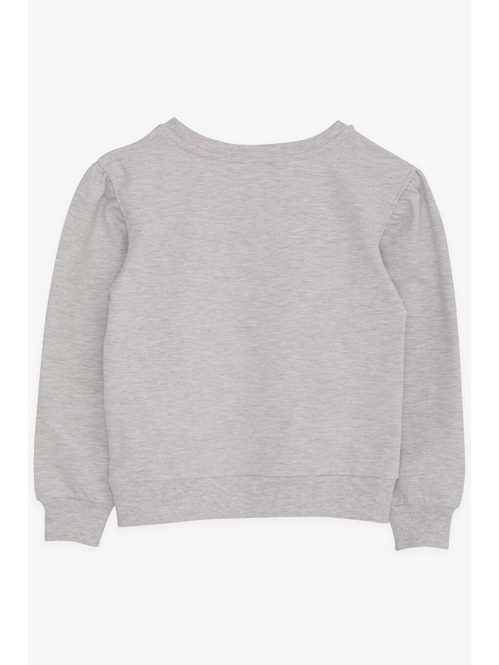 Kız Çocuk Sweatshirt Simli Yazı Baskılı Bej Melanj (8-14 Yaş)-1