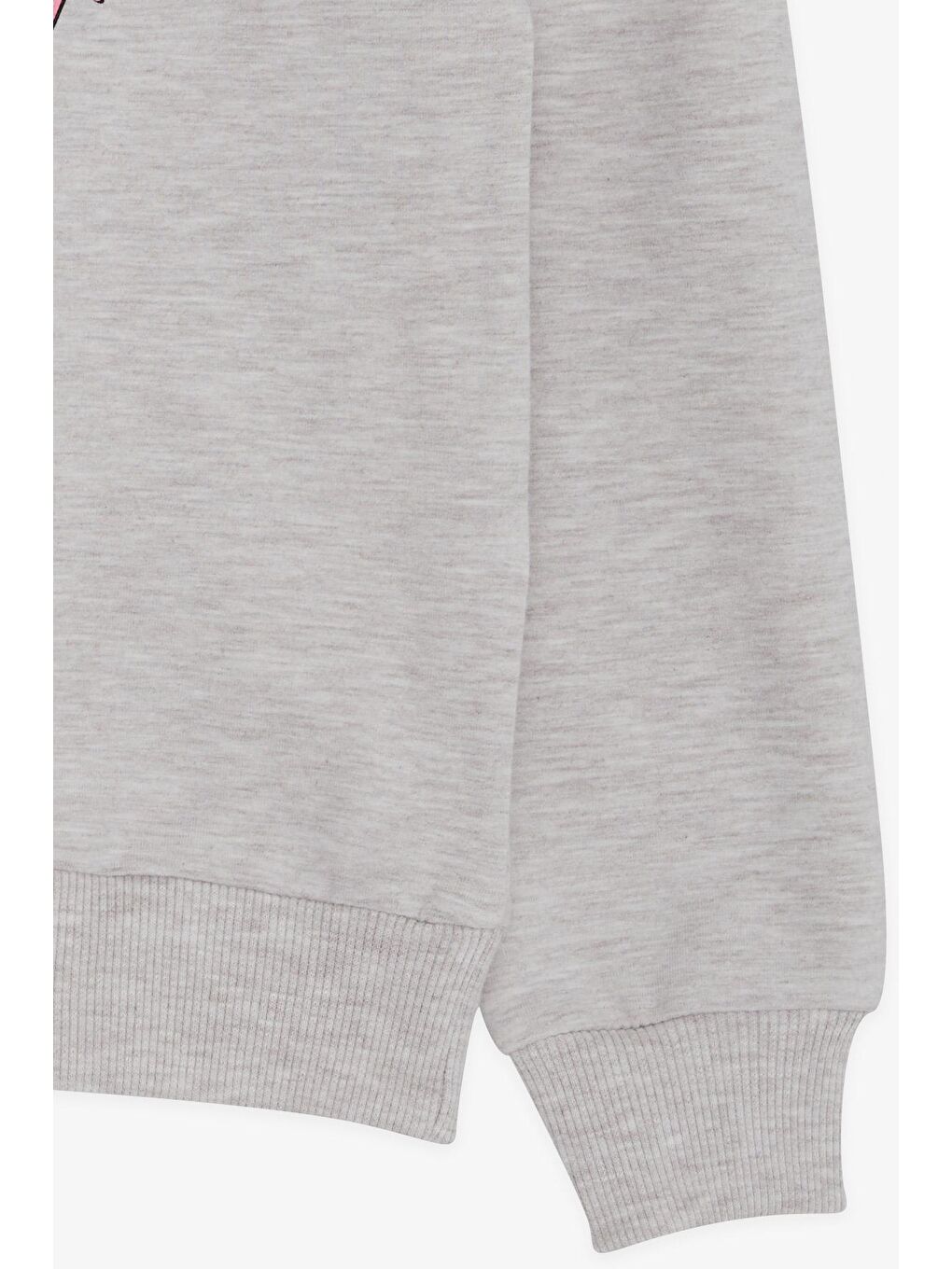 Kız Çocuk Sweatshirt Simli Yazı Baskılı Bej Melanj (8-14 Yaş)-3