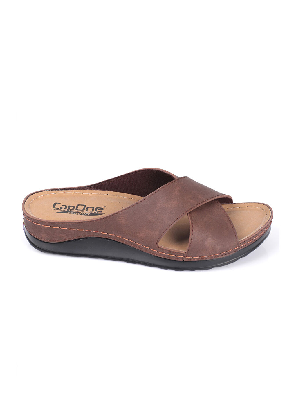 Kahverengi 107001 Kadın Çapraz Bant Konfor Anatomic Terlik-6