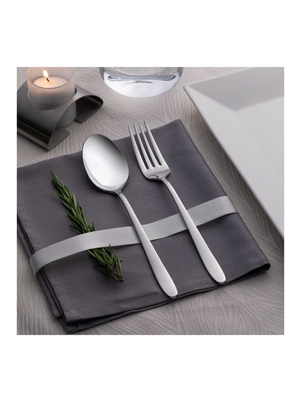 Gri Sultan Sade 72 Parça Çatal Kaşık Bıçak Takımı-4