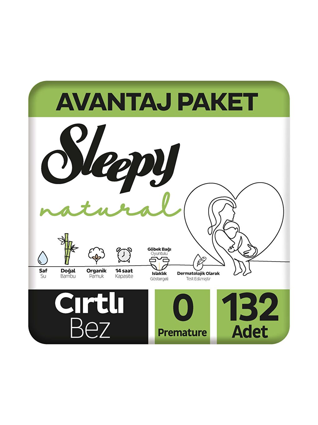 Natural Avantajlı Paket Bebek Bezi 0 Numara Premature 132 Adet