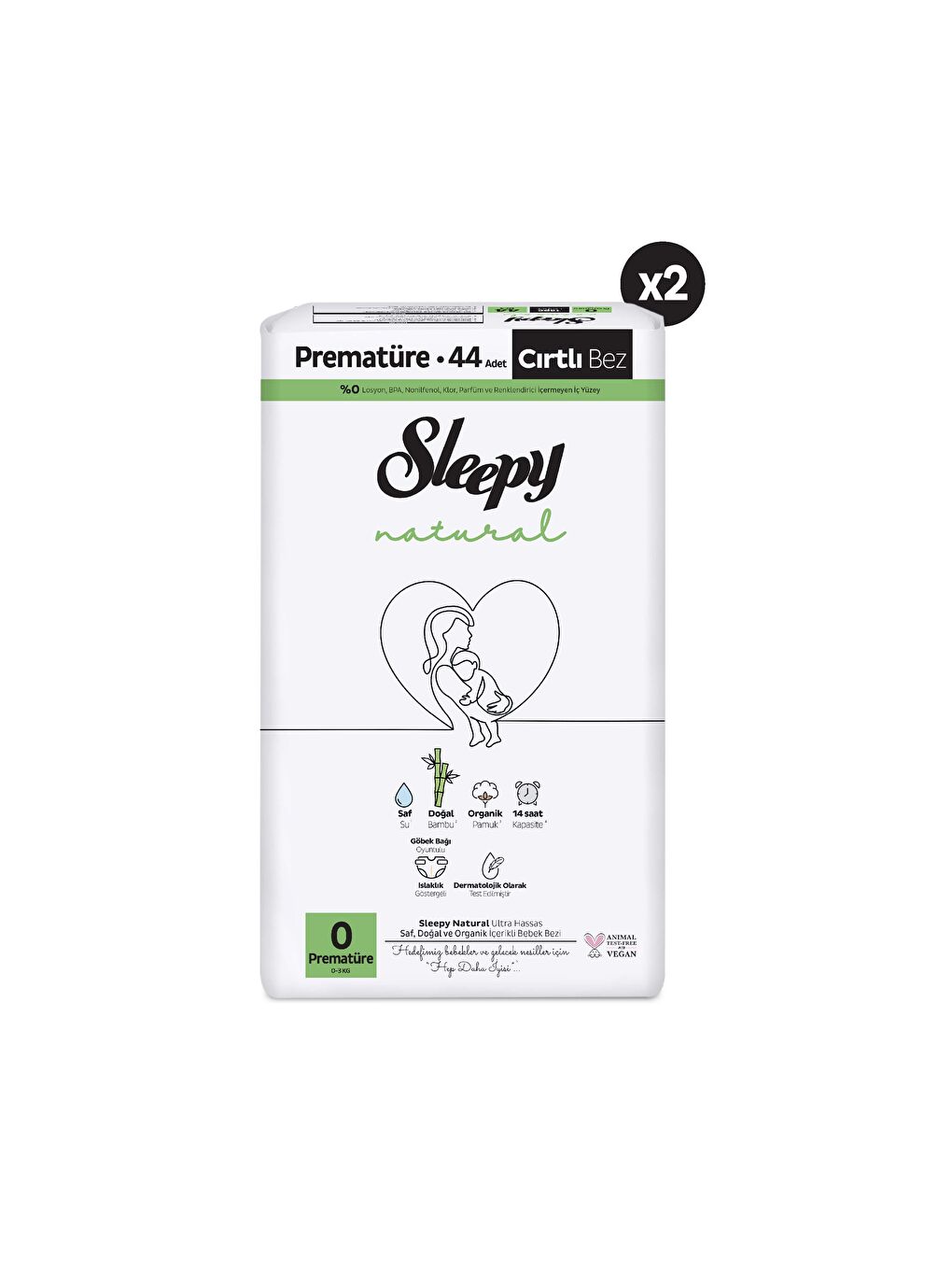 Natural Süper Paket Bebek Bezi 0 Numara Premature 88 Adet-1