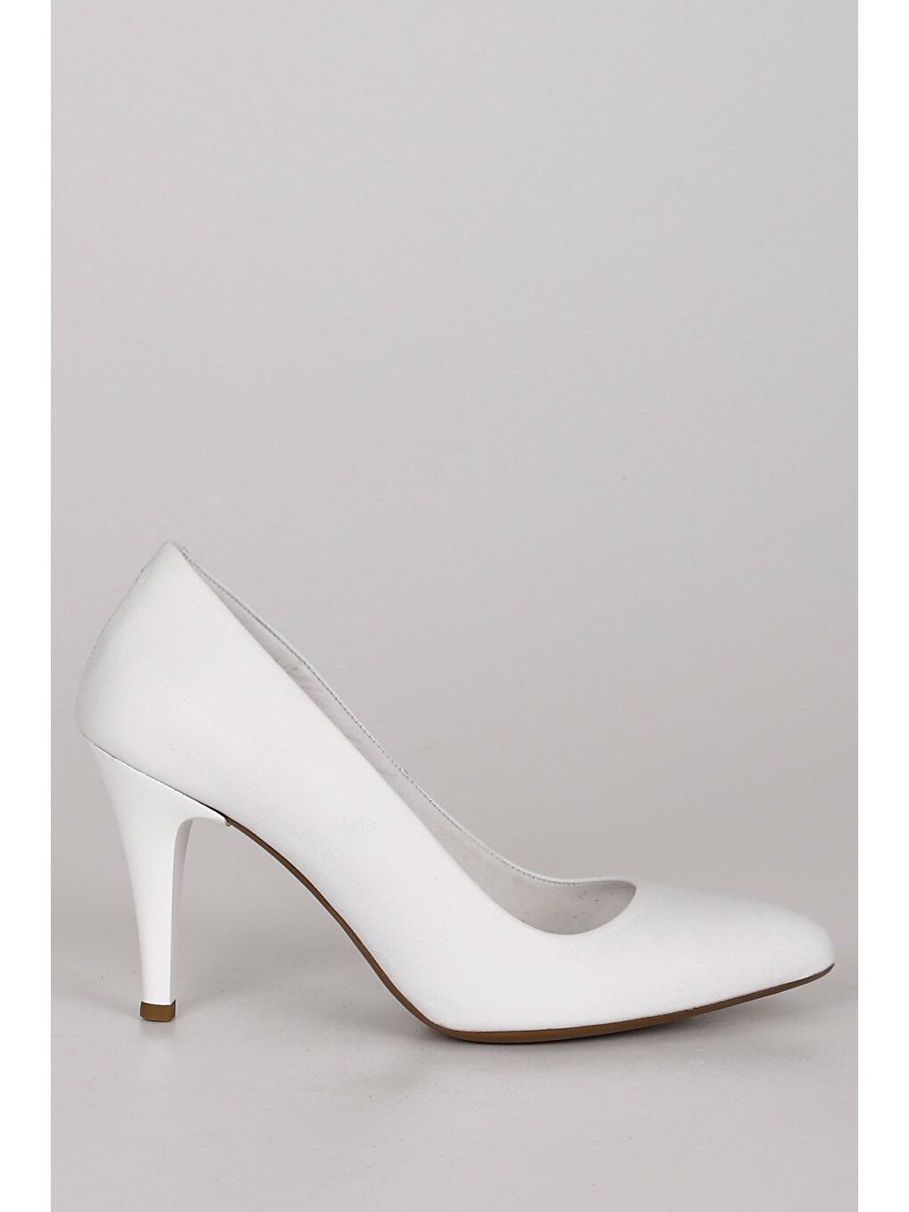 Beyaz Hakiki Deri Sivri Burun İnce Yüksek Topuklu Stiletto Kadın Ayakkabı 22354-3