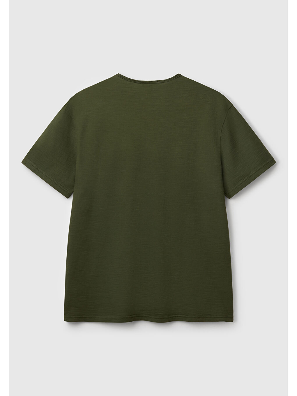 Erkek Koyu Yeşil V Yaka Slub Tişört-3