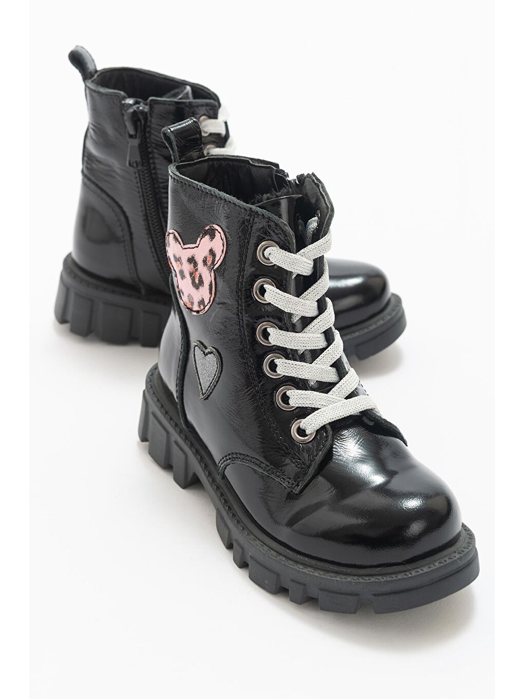 Kız Çocuk Siyah Rugan Hakiki Deri Anatomik Postal