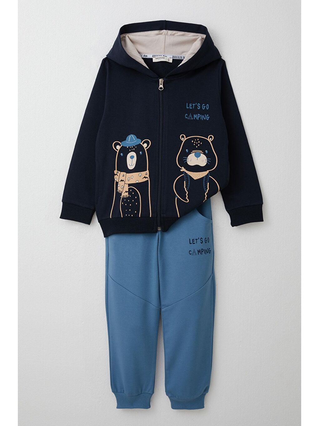 Erkek Bebek Eşofman Takım Kampçı Hayvancıklar Baskılı Lacivert (2 Yaş)-4
