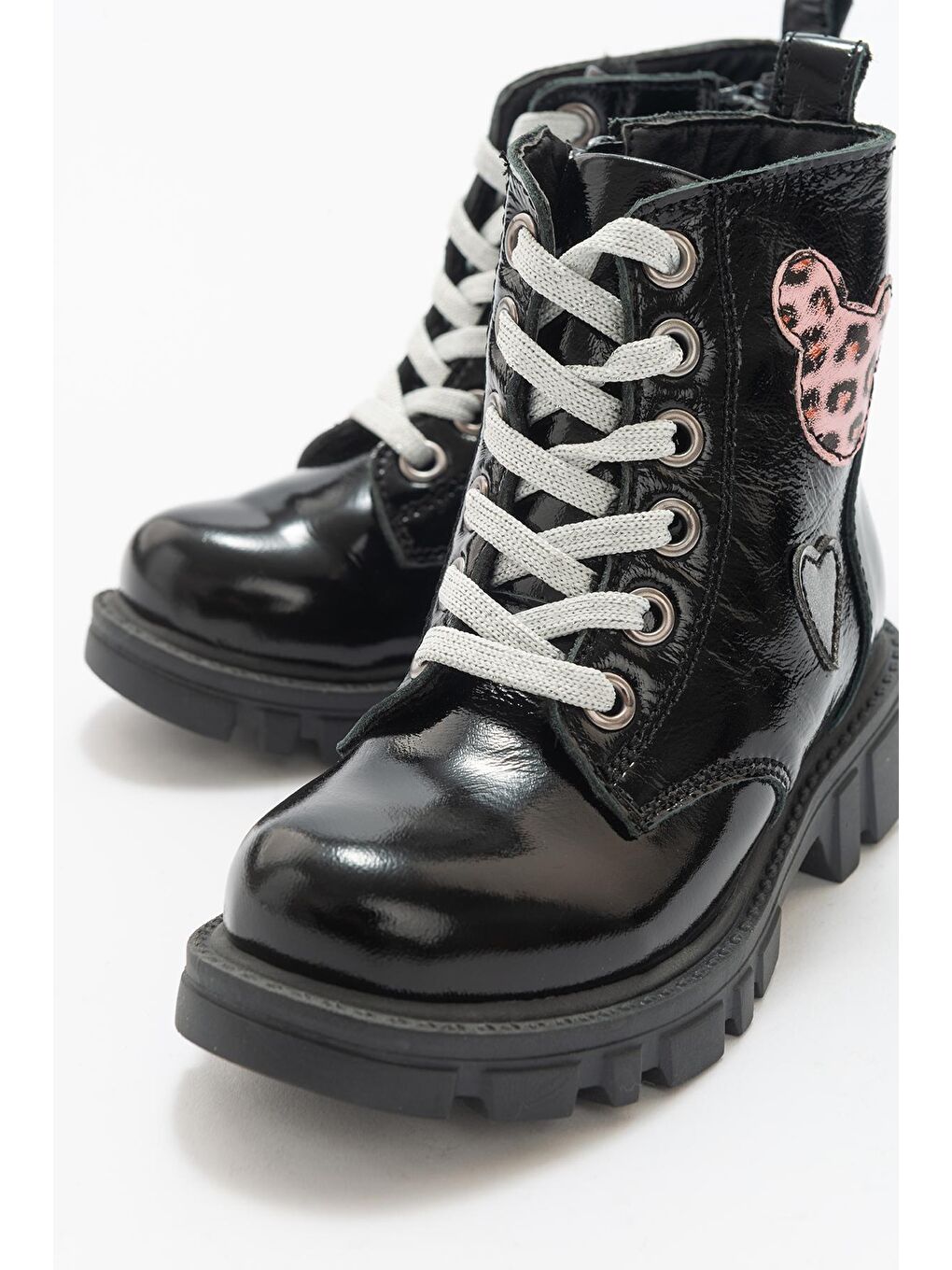 Kız Çocuk Siyah Rugan Hakiki Deri Anatomik Postal-1