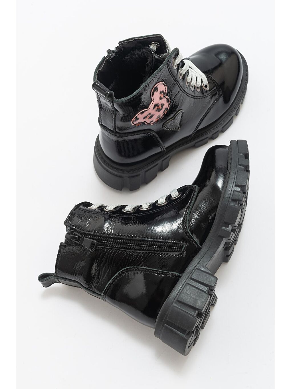 Kız Çocuk Siyah Rugan Hakiki Deri Anatomik Postal-3