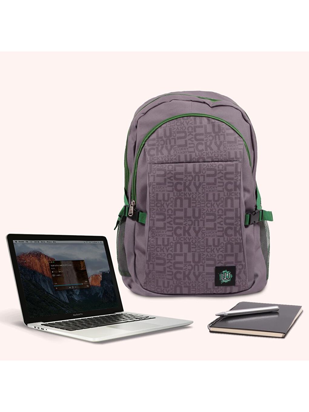 Biggdesign Gri Moods Up Lucky Unisex Laptop Sırt Çantası, Su Geçirmez, 32x20x42 cm, Günlük ve Seyahat, G - 4