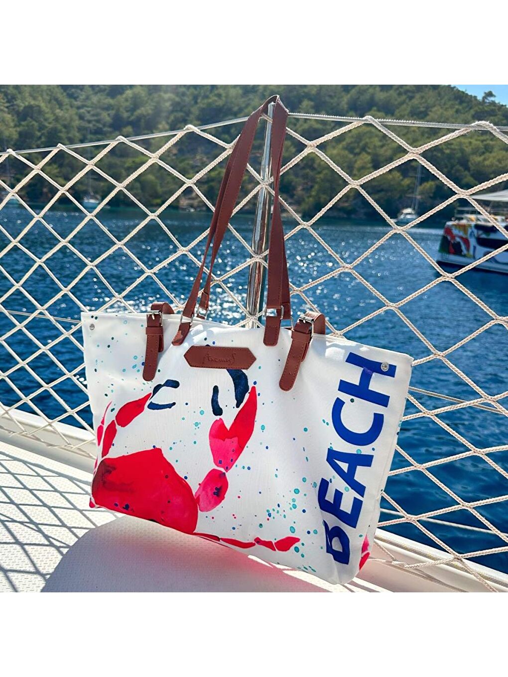 Beyaz Yengeç Plaj Çantası-7