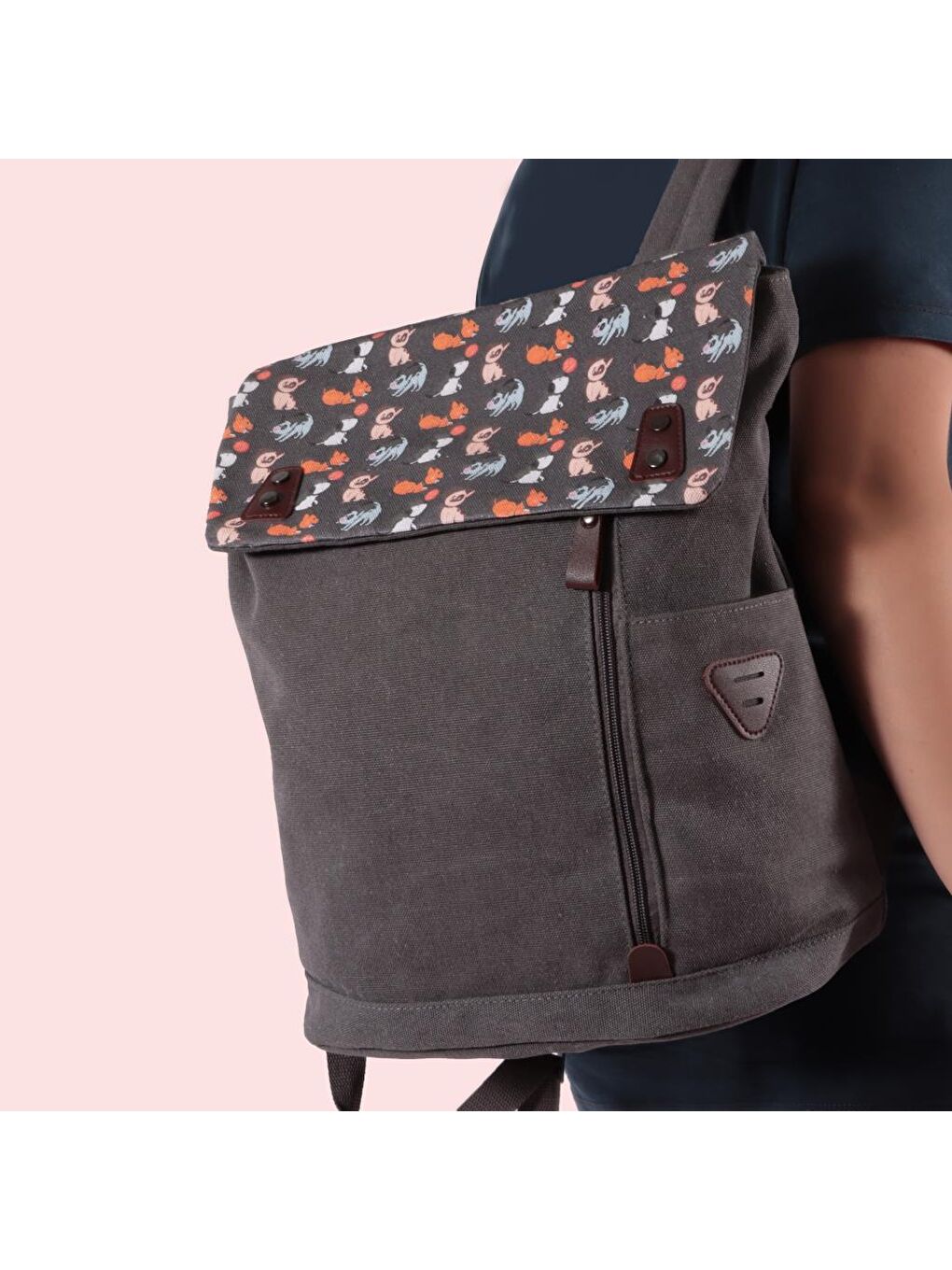 Biggdesign Dogs Vintage Laptop Sırt Çantası Gri - 3