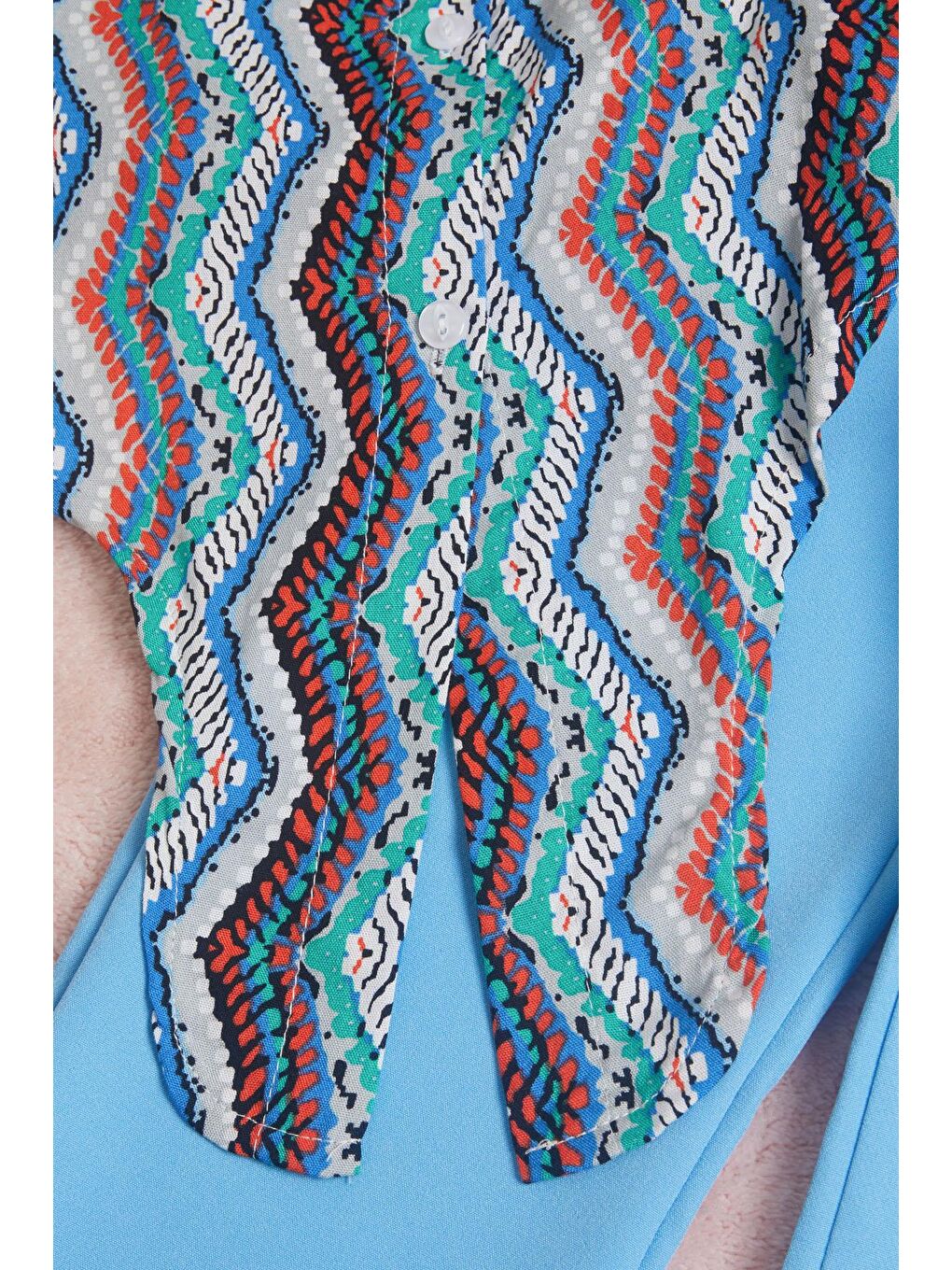 Mavi Desenli Gömlekli İspanyol Paça Pantolon Kız Takım 15598-1