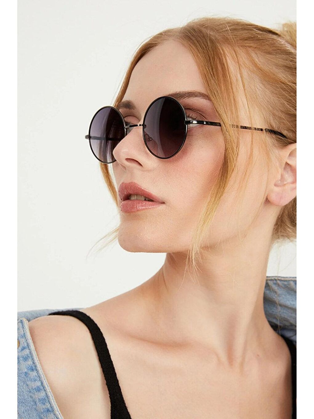 Siyah Unisex Yuvarlak Tasarım Güneş Gözlüğü