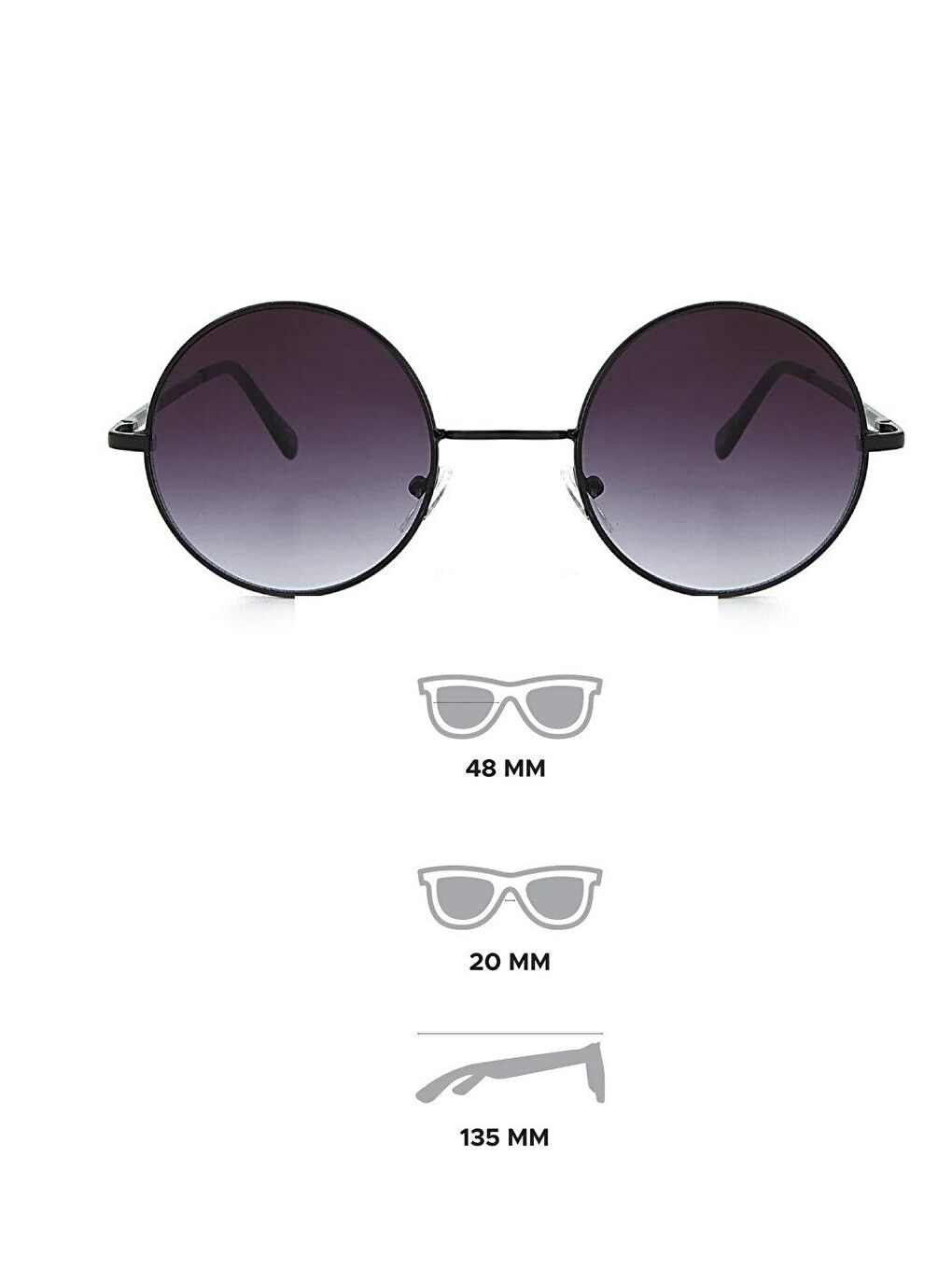 Siyah Unisex Yuvarlak Tasarım Güneş Gözlüğü-1