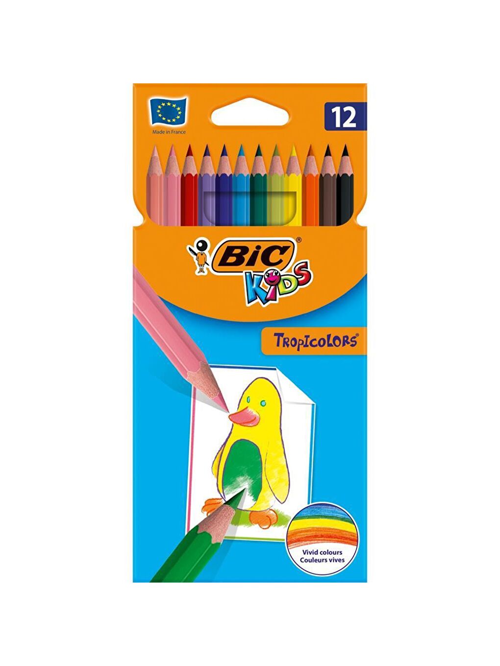 Bic Beyaz Kids Tropicolors Kuru Boya Kalemi 12 Renk Uzun Tam Boy