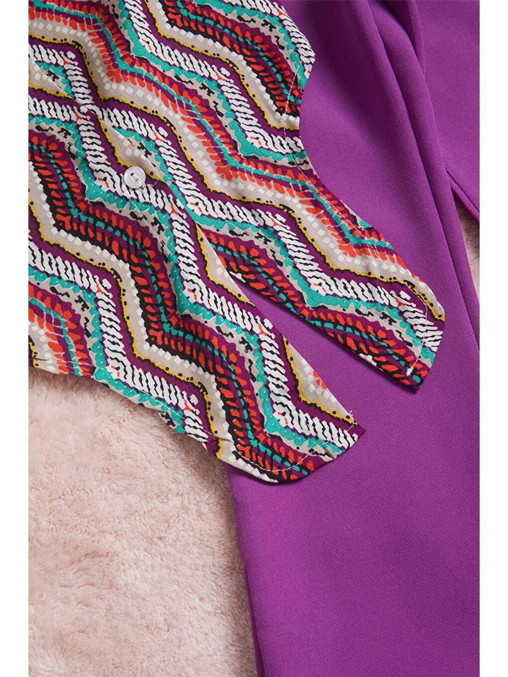 Mor Desenli Gömlekli İspanyol Paça Pantolon Kız Takım 15597-1