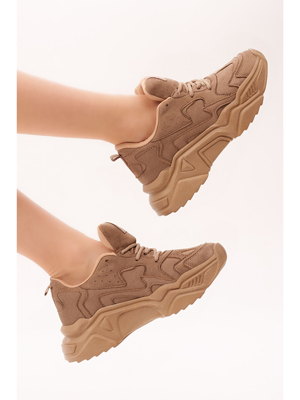 Kadın Bej Süet Spor Ayakkabı Dnz-2