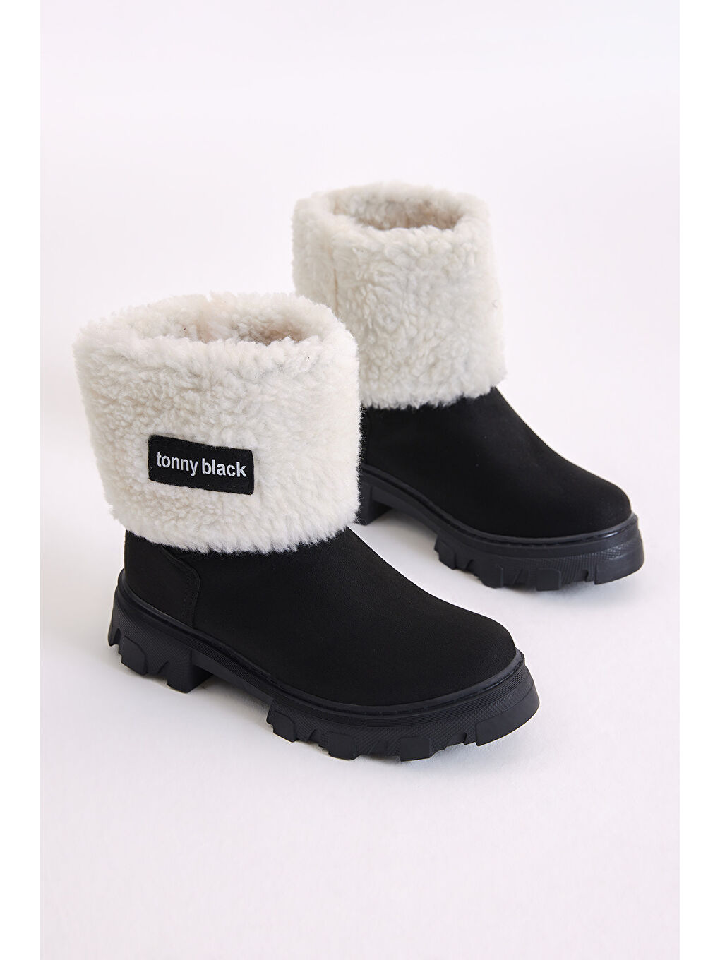 Kız Çocuk Siyah Süet İçi Kürklü Bot-1