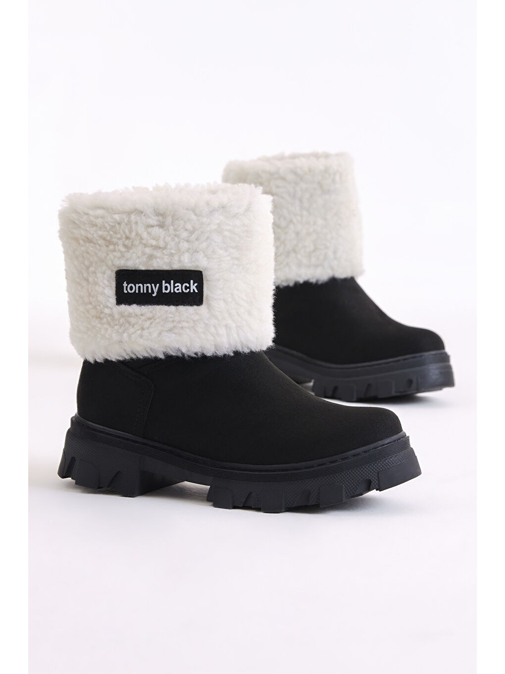 Kız Çocuk Siyah Süet İçi Kürklü Bot-2