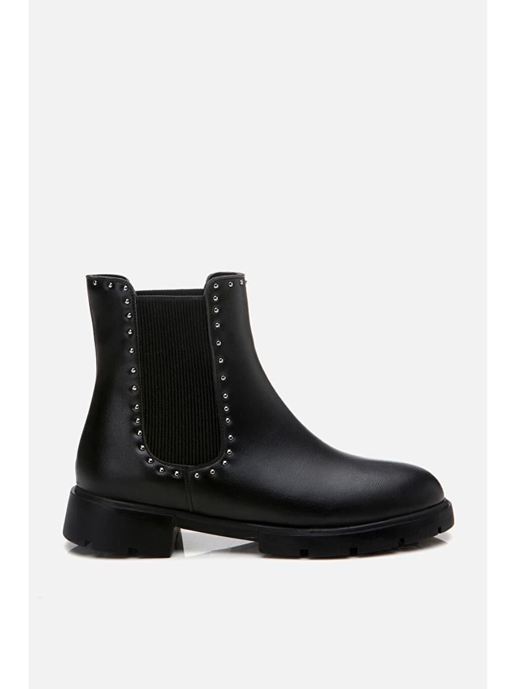 Siyah Kadın Zımbalı Düz Bot