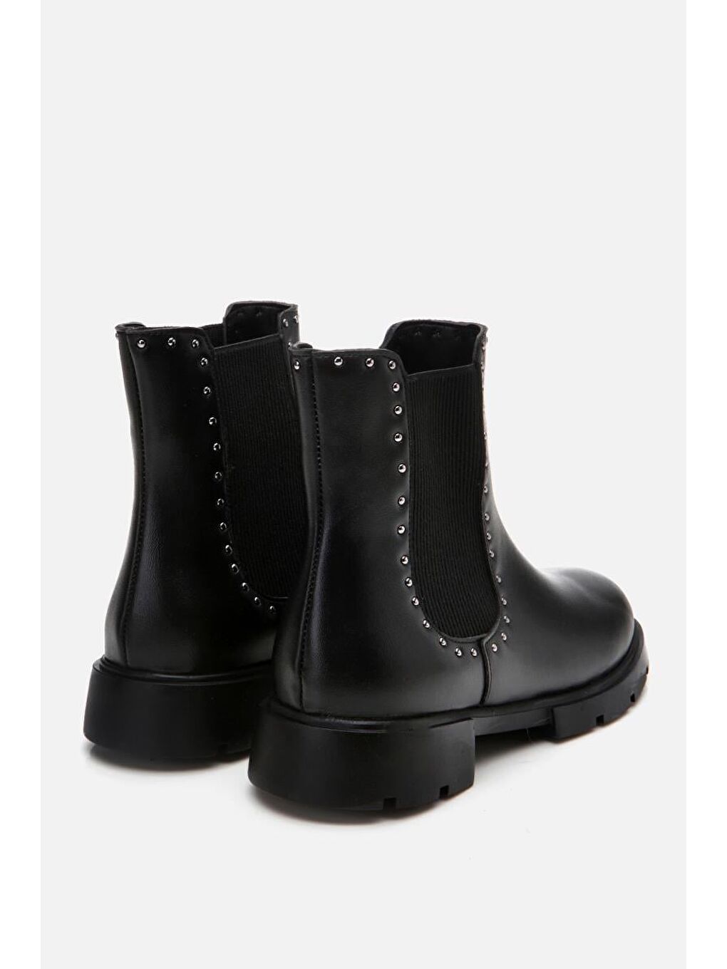 Siyah Kadın Zımbalı Düz Bot-4