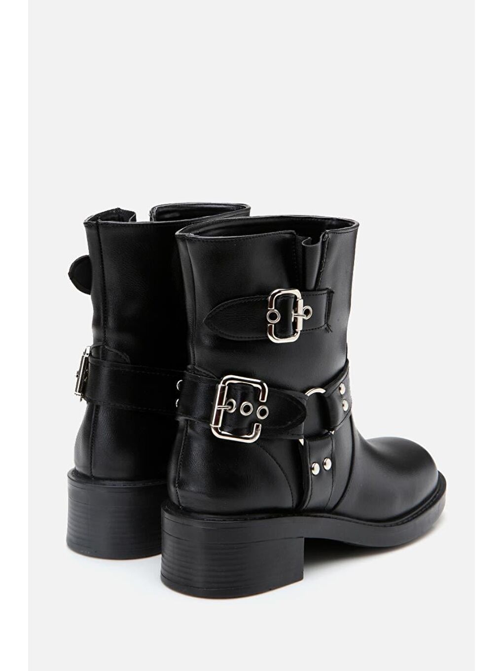 Siyah Kadın Tokalı Düz Bot-2