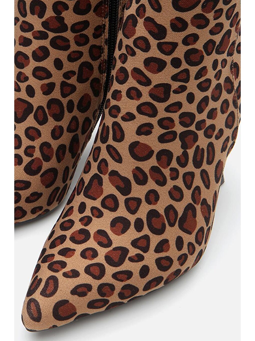 Kahverengi Leopar Desenli Kadın Topuklu Bot-2
