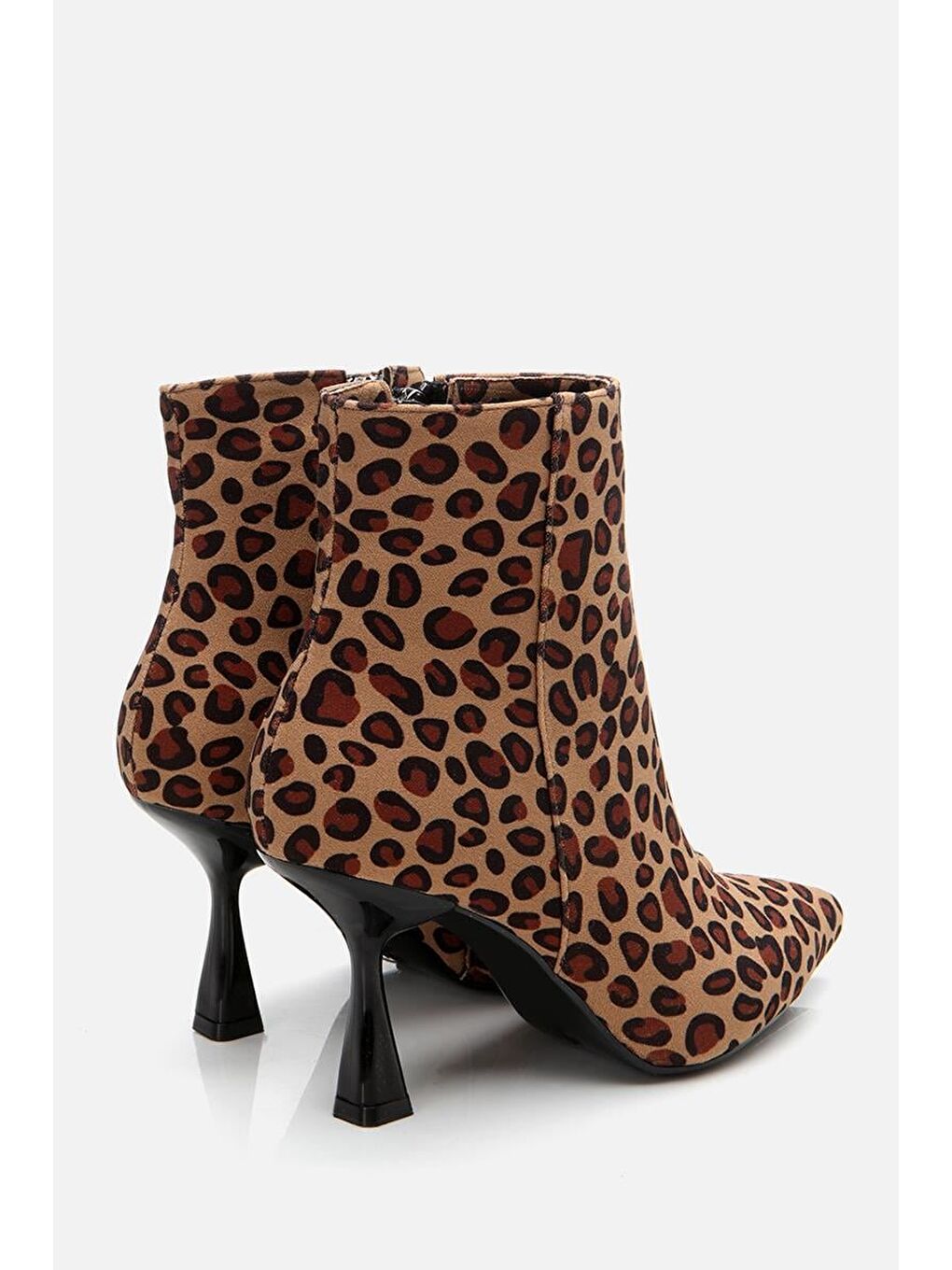 Kahverengi Leopar Desenli Kadın Topuklu Bot-4