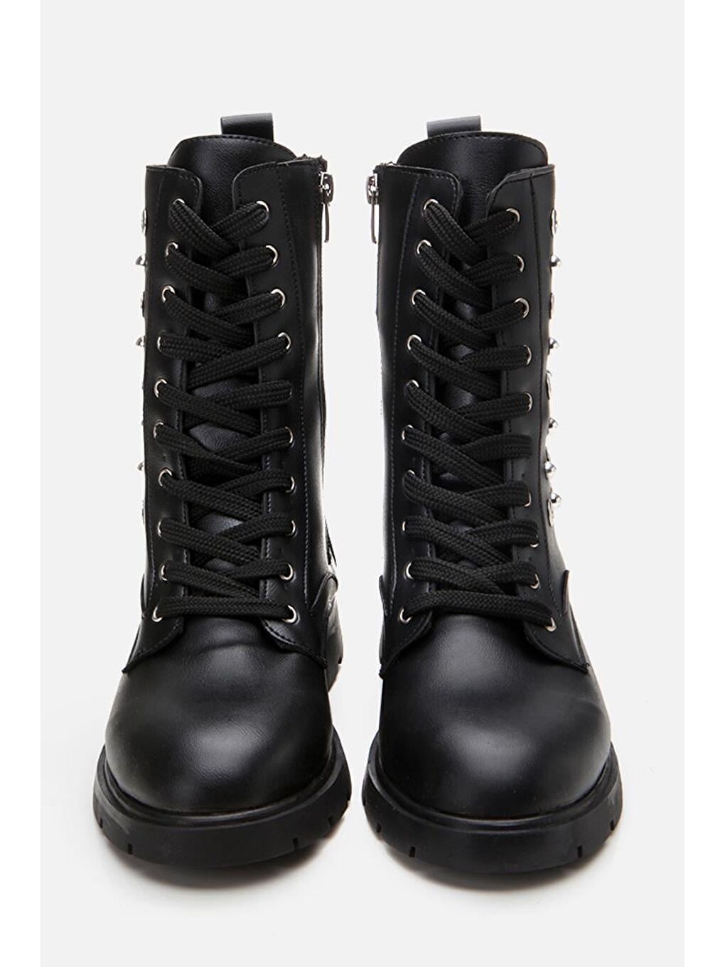 Siyah Kadın Zımbalı Düz Bot-9