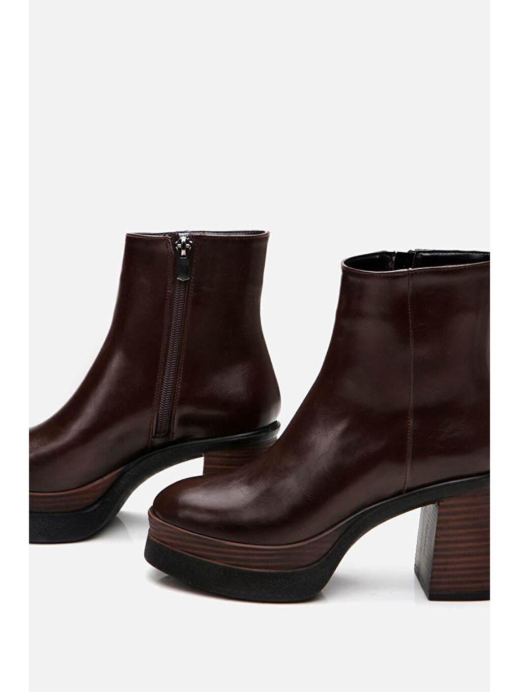 Kahverengi Kahve Kadın Topuklu Bot-2