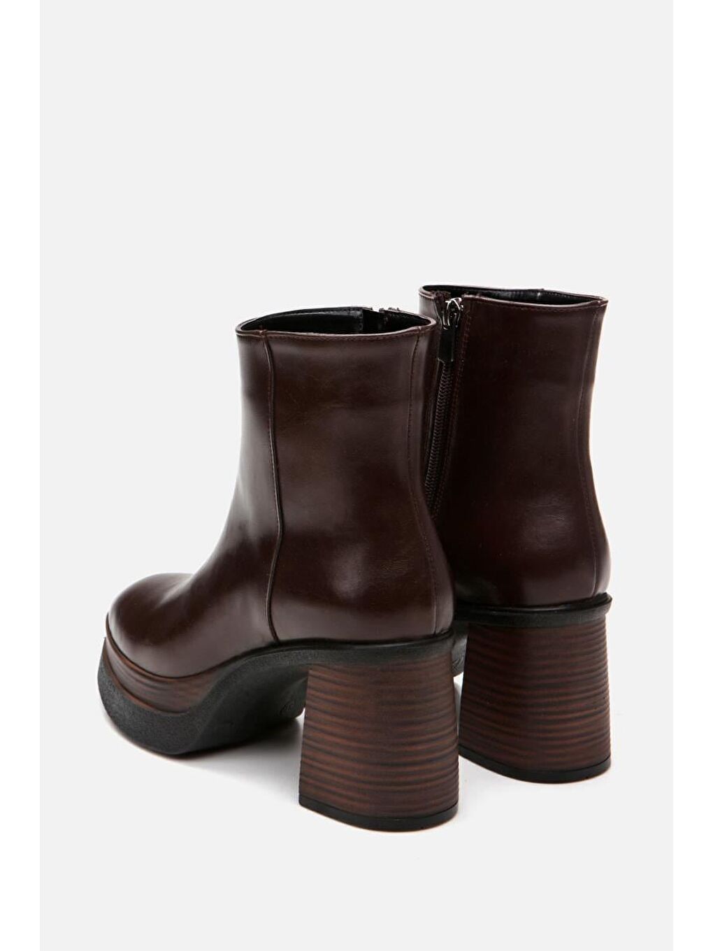 Kahverengi Kahve Kadın Topuklu Bot-4