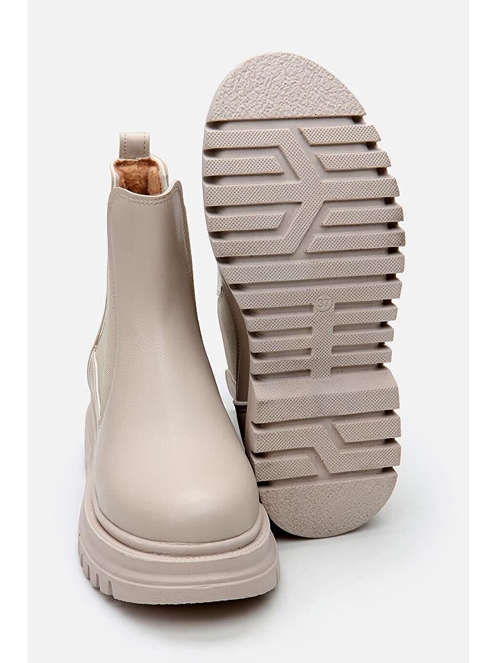 Bej Kadın Düz Bot-7