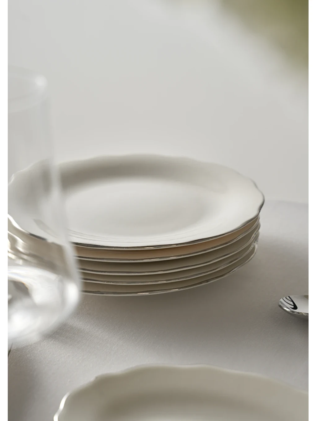Gri Victoria Porselen 24 Parça 6 Kişilik Yemek Takımı Silver-11