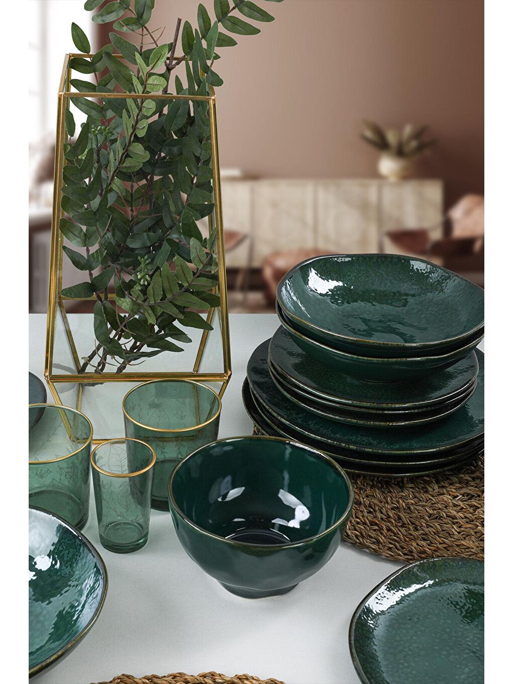Yeşil Zümrüt Yemek Takımı 24 Parça 6 Kişilik-2
