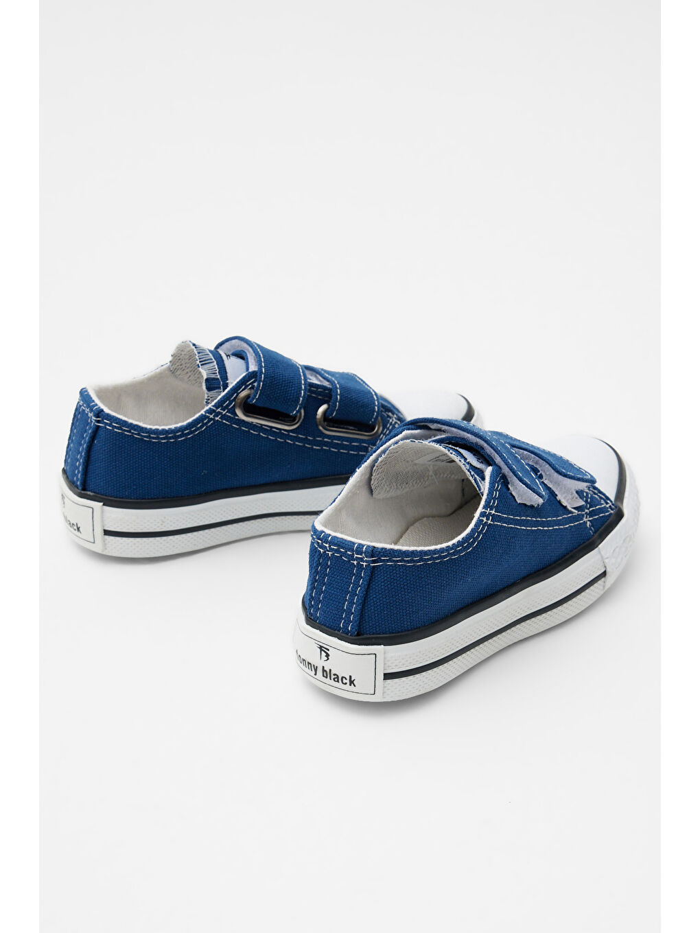 Çocuk Unisex Jean Mavi Kauçuk Taban Keten Cırtlı Spor Ayakkabı-3