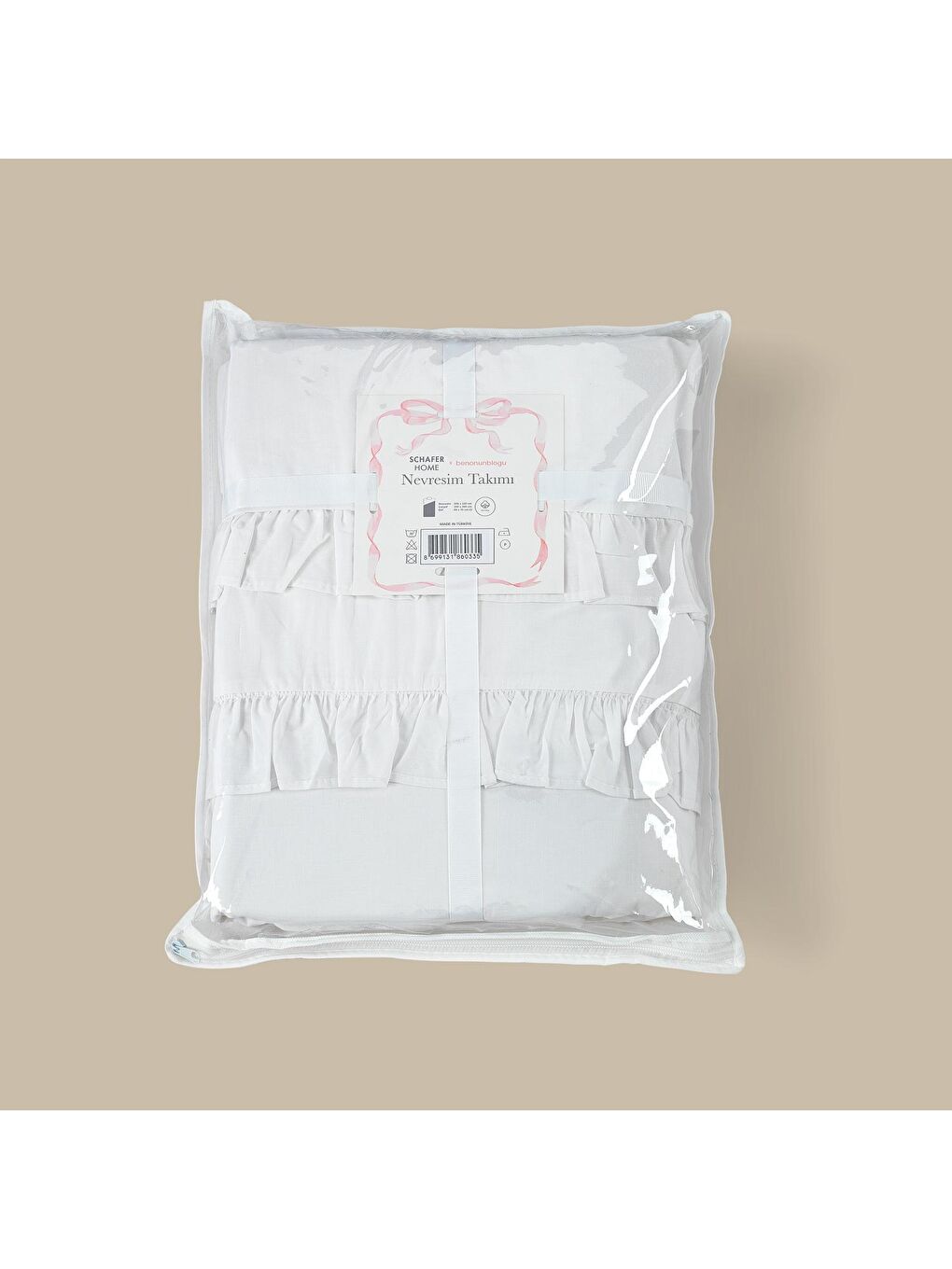 Beyaz Home Benofisto Fırfırlı Çift Kişilik Nevresim Takımı-Beya-2