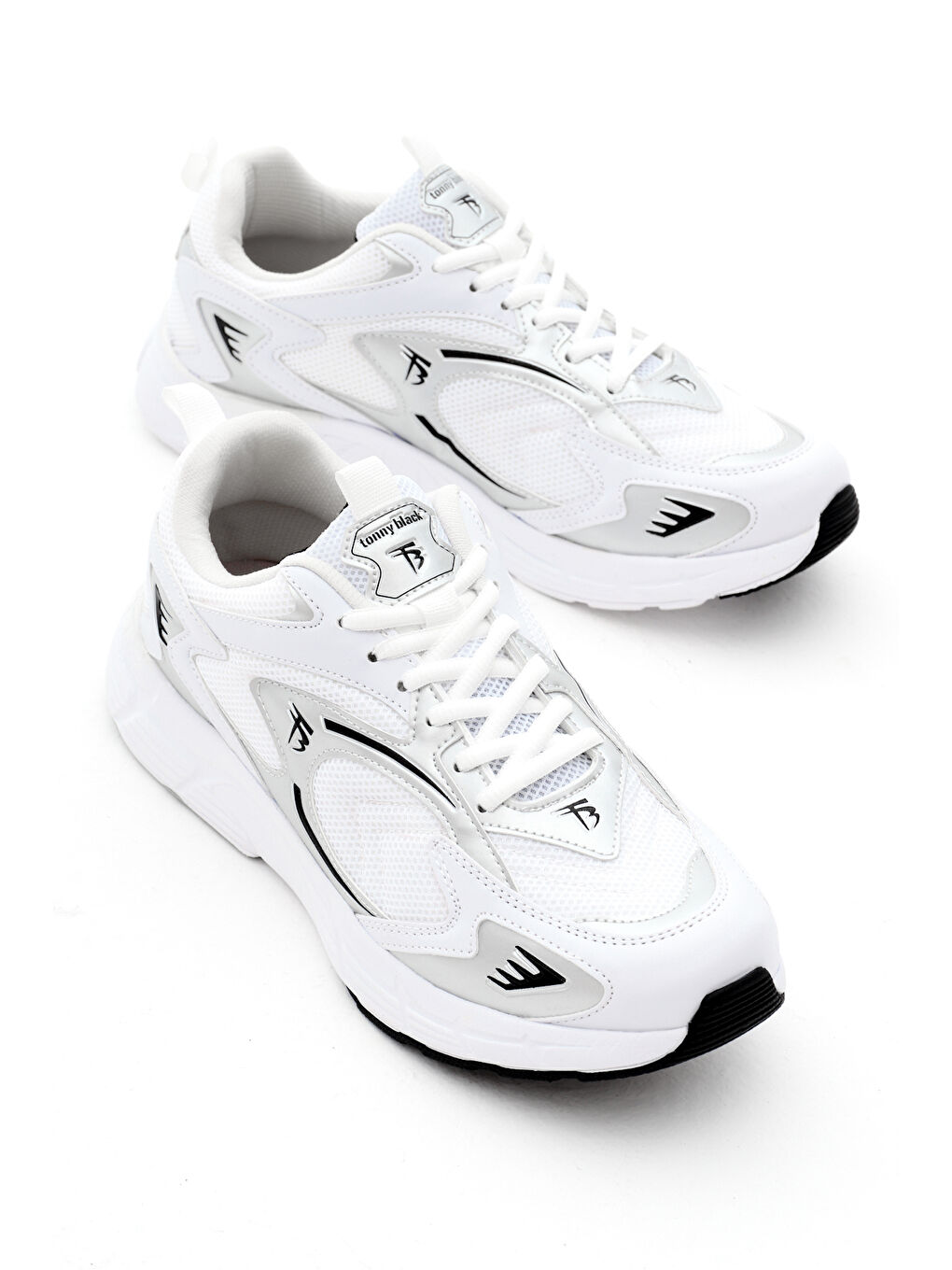 Unisex Beyaz Gümüş Faylon Taban Rahat Kalıp Unisex Ayakkabı