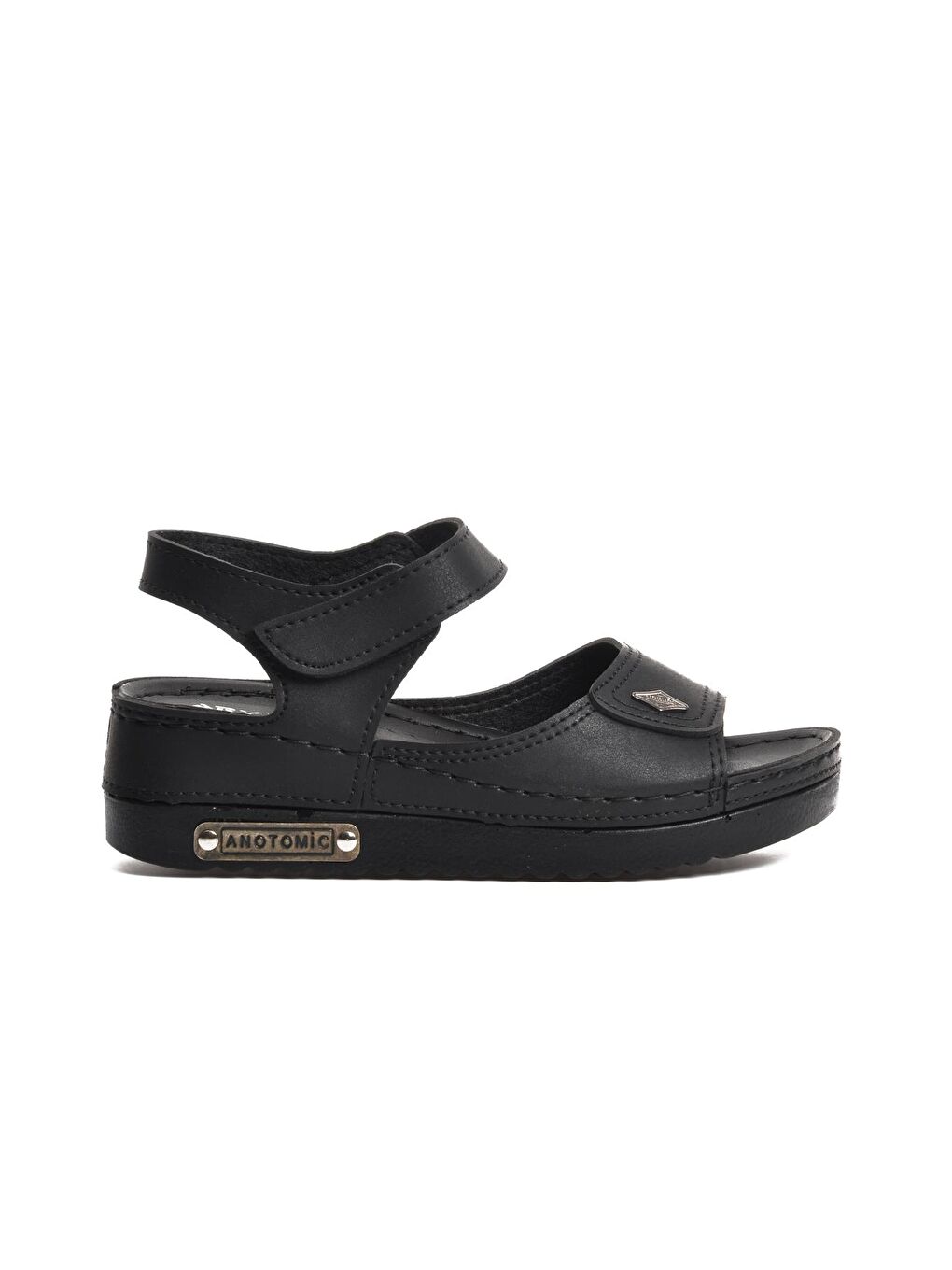 07-109 Rr Siyah Kalın Taban Kadın Anatomik Sandalet