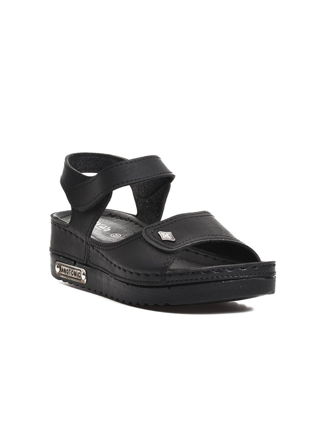 07-109 Rr Siyah Kalın Taban Kadın Anatomik Sandalet-2