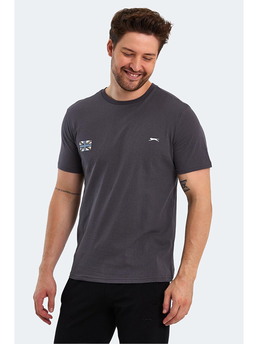 SLAZENGER Koyu Gri PACET Erkek Kısa Kol T-Shirt Koyu Gri