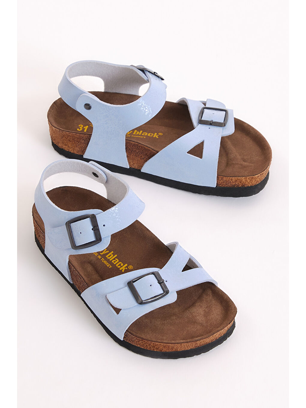 Çocuk Unisex Bebe Mavisi Rahat Kalıp Poli Taban Çift Tokalı Sandalet