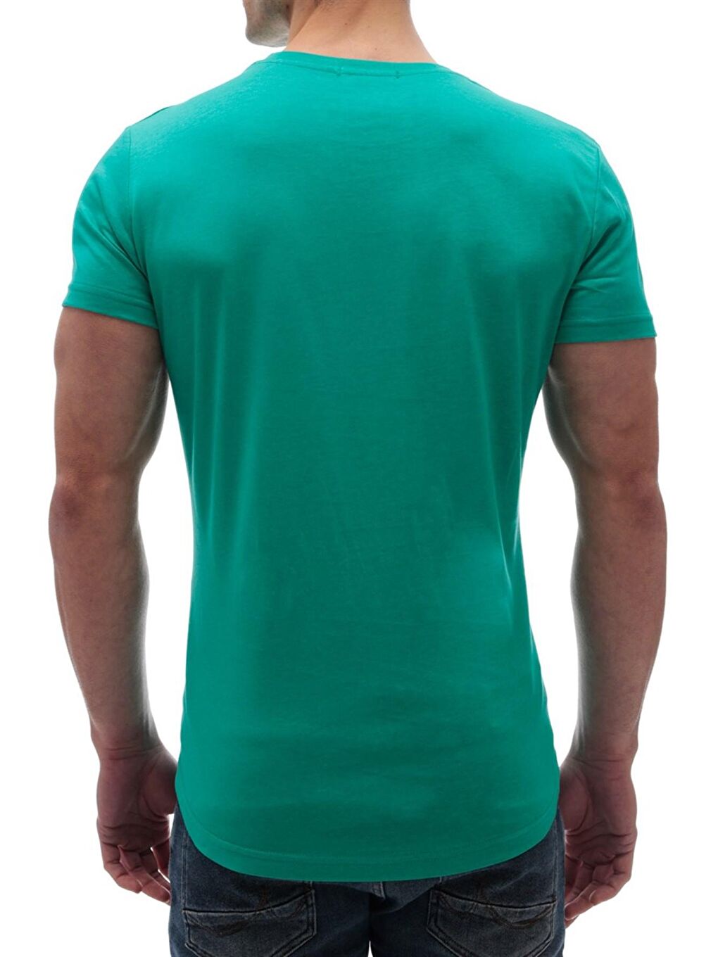 Baskılı Bisiklet Yaka Yeşil Tişört 2892-3