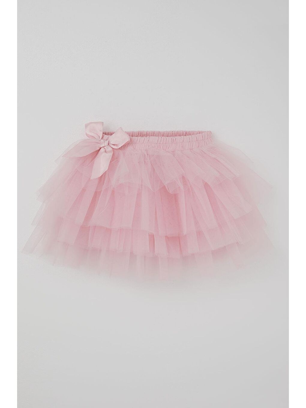Kız Çocuk Tütü Etek Tül Detaylı Katlı Fiyonk Aksesuarlı Pembe (4-8 Yaş)-2