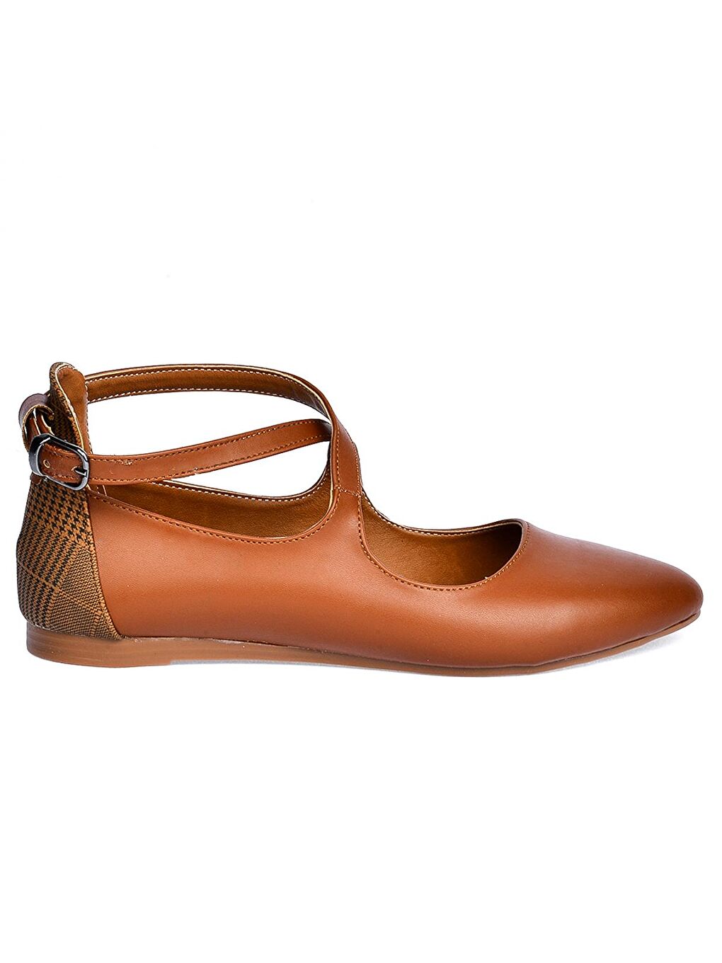 Kahverengi Cilt Sandalet Kadın Babet Ayakkabı 1920-203-2