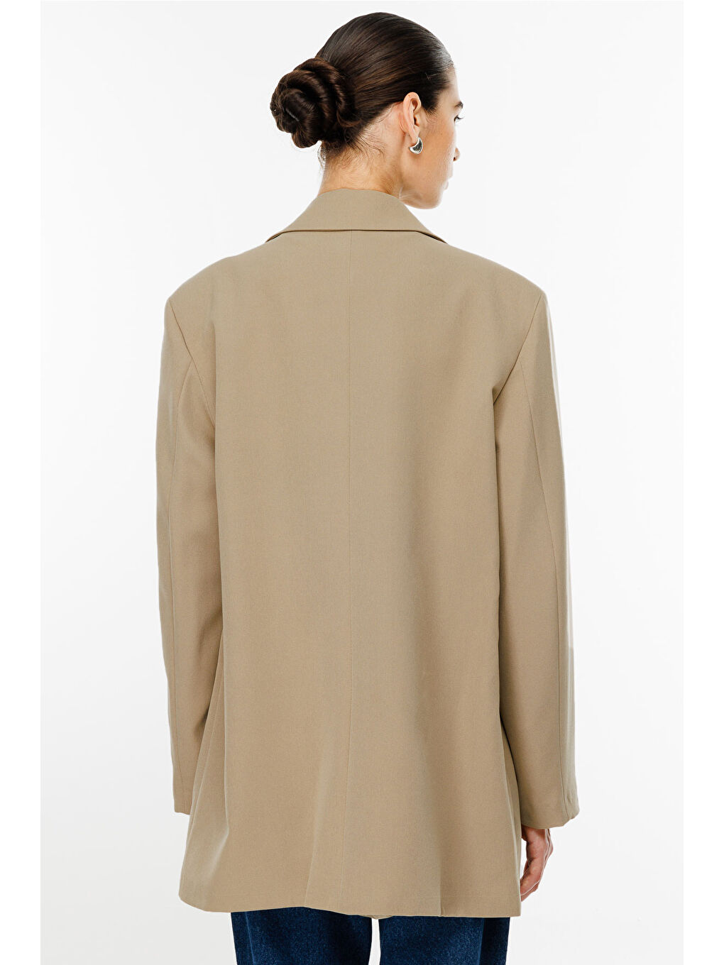 Bej Oversize Basic Blazer - Vizon-6