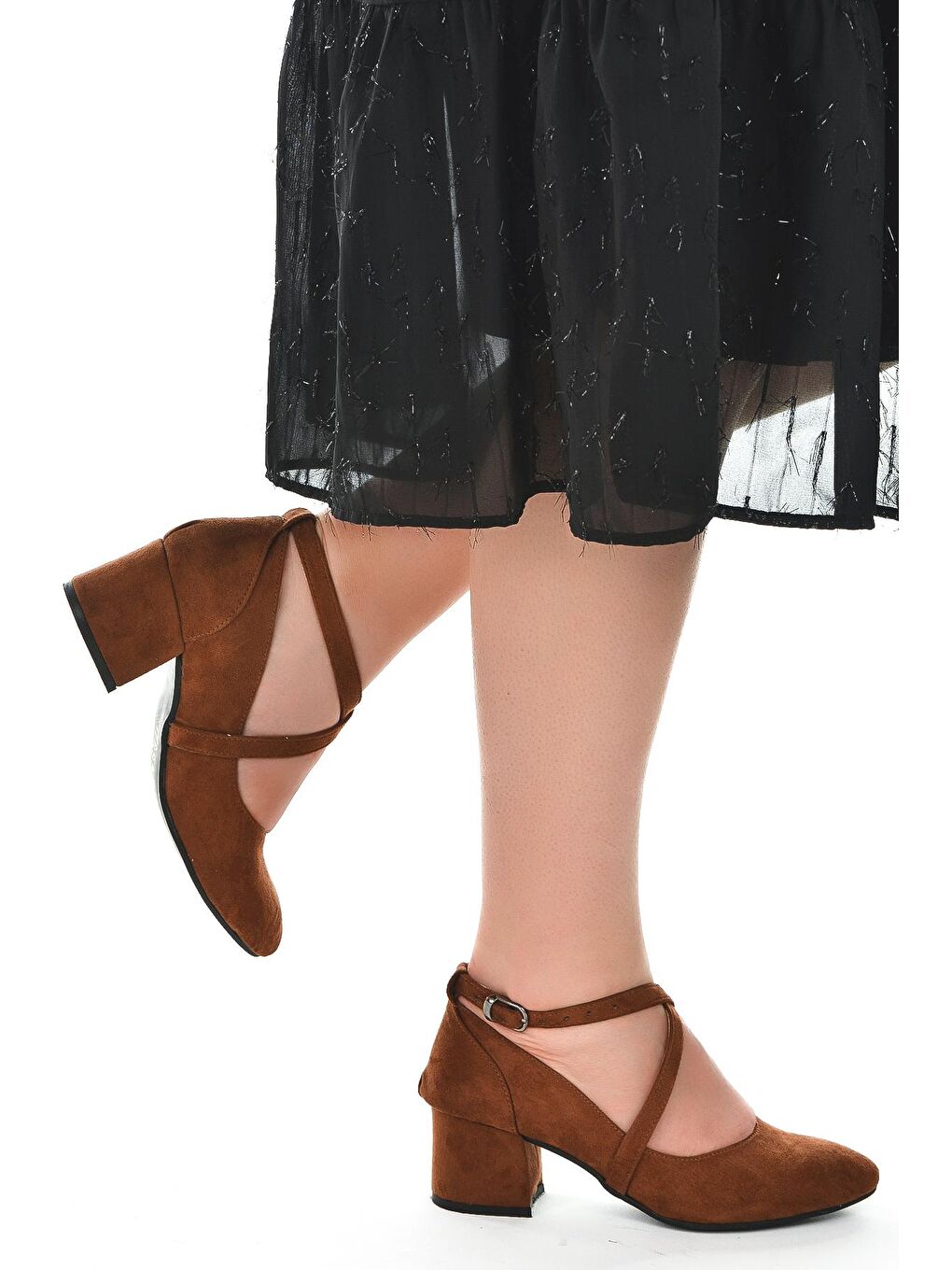 Kahverengi Süet 5 Cm Topuklu Kadın Ayakkabı 544-1121-1