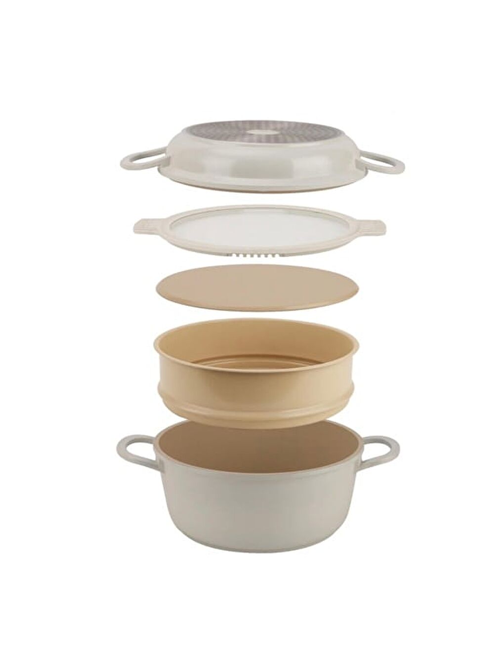 Pienza Alüminyum Tencere Seti - Krem / Bej - 7 Parça-5